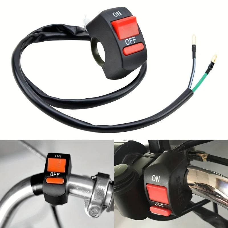 1 Stück Universal-Motorrad-Lenkerschalter 2.54 cm2.54 / 2.54 cm2 Ein-/Aus-Knopf-Anschluss für Roller Motocross ATV 12 V Scheinwerferschalter Motorradzubehör