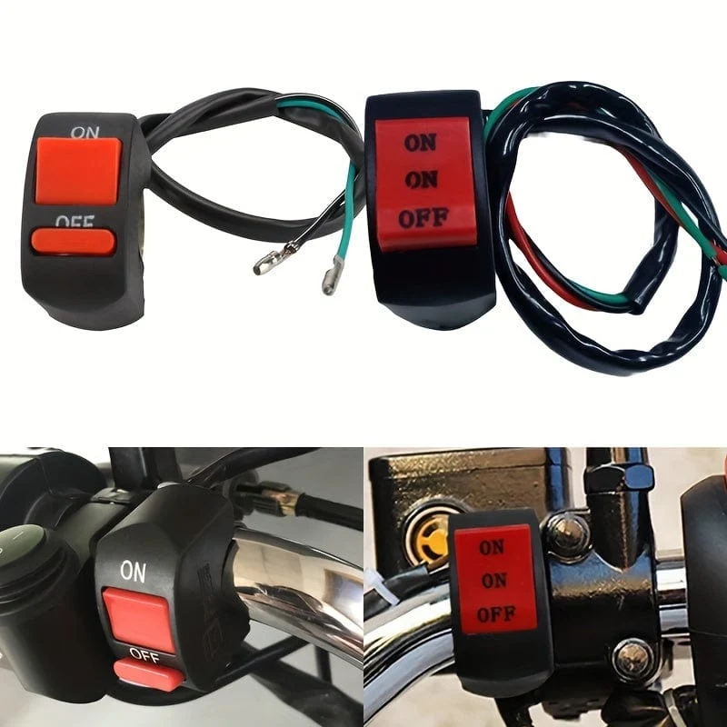1 Stück Universal-Motorrad-Lenkerschalter 2.54 cm2.54 / 2.54 cm2 Ein-/Aus-Knopf-Anschluss für Roller Motocross ATV 12 V Scheinwerferschalter Motorradzubehör