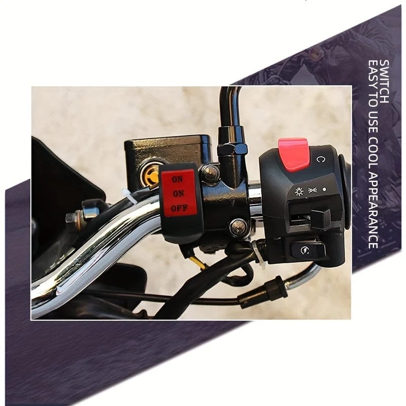1 Stück Universal-Motorrad-Lenkerschalter 2.54 cm2.54 / 2.54 cm2 Ein-/Aus-Knopf-Anschluss für Roller Motocross ATV 12 V Scheinwerferschalter Motorradzubehör