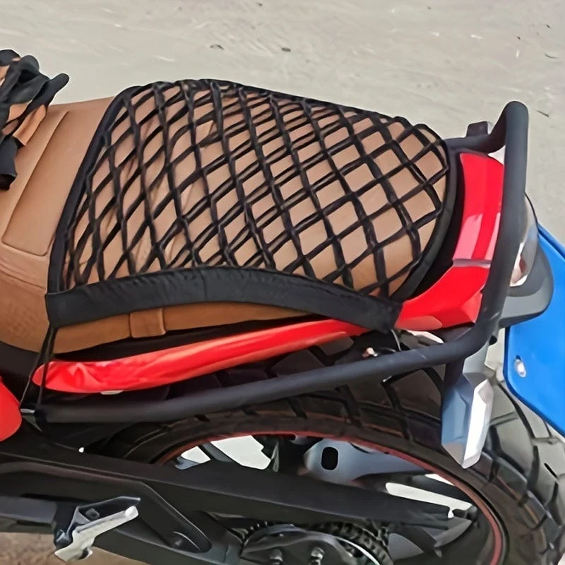 Upgrade-Frachtnetz für die Aufbewahrung von Motorradhelmen, hochelastische doppellagige Organizer-Netztasche mit 4 starken Haken