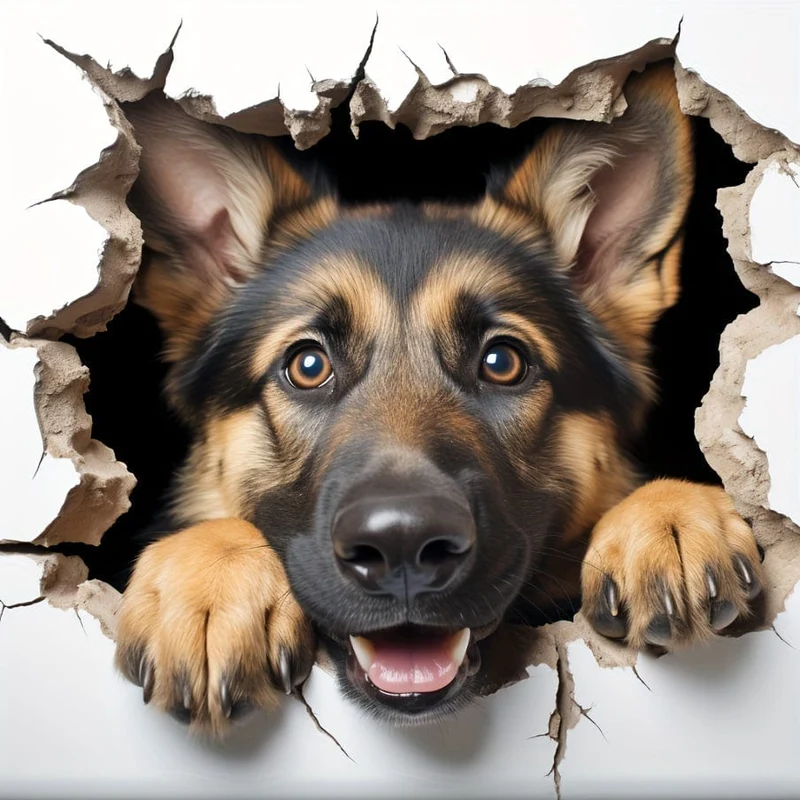 Tapetenaufkleber, 4-in-1, ruhender Deutscher Schäferhund, Aufkleber für Wand, Kühlschrank, Toilette und mehr – niedlicher Schäferhund-Aufkleber, Aufkleber für Autozubehör