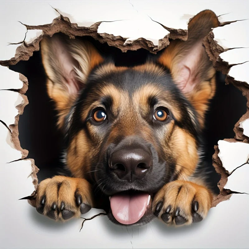 Tapetenaufkleber, 4-in-1, ruhender Deutscher Schäferhund, Aufkleber für Wand, Kühlschrank, Toilette und mehr – niedlicher Schäferhund-Aufkleber, Aufkleber für Autozubehör