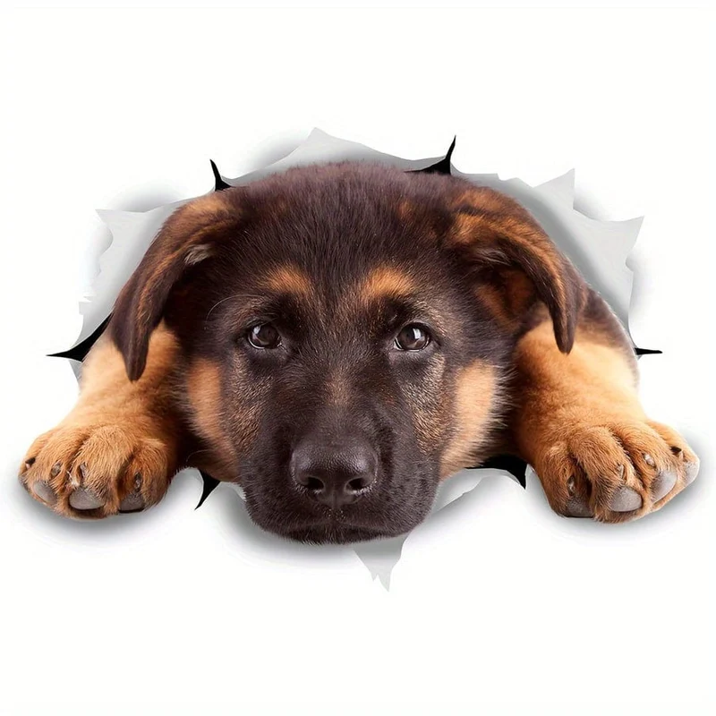 Tapetenaufkleber, 4-in-1, ruhender Deutscher Schäferhund, Aufkleber für Wand, Kühlschrank, Toilette und mehr – niedlicher Schäferhund-Aufkleber, Aufkleber für Autozubehör