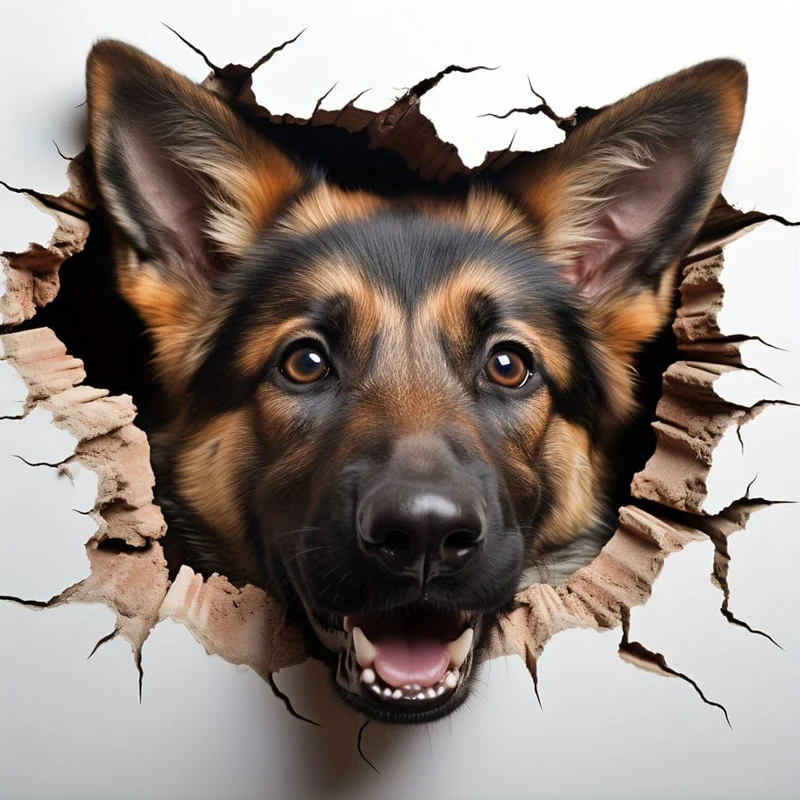 Tapetenaufkleber, 4-in-1, ruhender Deutscher Schäferhund, Aufkleber für Wand, Kühlschrank, Toilette und mehr – niedlicher Schäferhund-Aufkleber, Aufkleber für Autozubehör