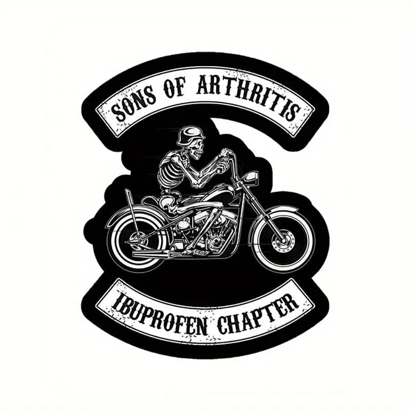 Sons Of Arthritis Ibuprofen Kapitel Lustiger Motorrad-Schädel-Autoaufkleber für Laptop, Flasche, LKW, Telefon, Motorrad, Fahrzeug, Farbe, Fenster, Wand, Tasse, Fischerboot, Skateboard, Aufkleber, Autozubehör