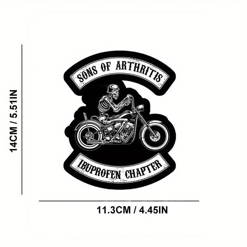 Sons Of Arthritis Ibuprofen Kapitel Lustiger Motorrad-Schädel-Autoaufkleber für Laptop, Flasche, LKW, Telefon, Motorrad, Fahrzeug, Farbe, Fenster, Wand, Tasse, Fischerboot, Skateboard, Aufkleber, Autozubehör