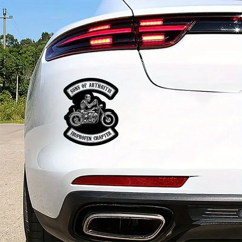 Sons Of Arthritis Ibuprofen Kapitel Lustiger Motorrad-Schädel-Autoaufkleber für Laptop, Flasche, LKW, Telefon, Motorrad, Fahrzeug, Farbe, Fenster, Wand, Tasse, Fischerboot, Skateboard, Aufkleber, Autozubehör