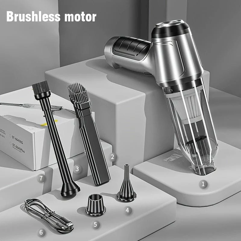 Bürstenloser kabelloser Mini-Staubsauger für das Auto, multifunktionaler elektrischer Handstaubsauger, Nass- und Trocken-Hausreinigungswerkzeug, Auto-Innenstaubsauger