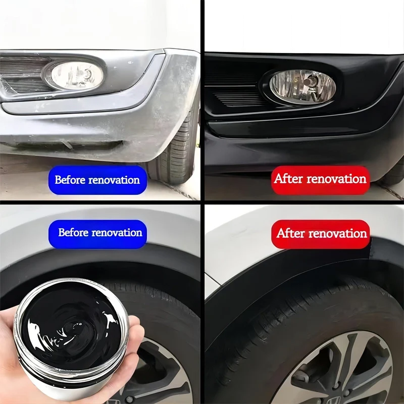 1 Stück 30 ml Auto-Kunstleder- und Kunststoff-Reparaturcreme, bringt ein schwarz glänzendes Auto-Pflegeprodukt zurück, das Kunstleder wiederherstellt, das Auto poliert und die Beschichtung erneuert