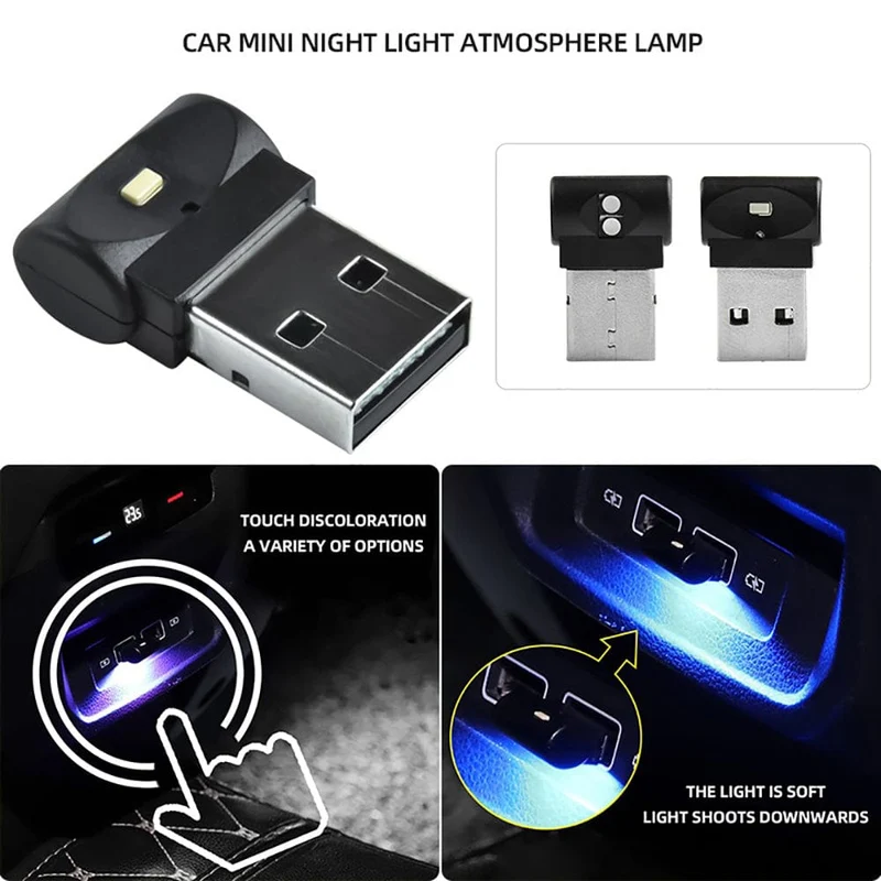 Auto Mini USB Sieben Farbe Einstellbar Farbe Dekorative Umgebungs Licht Weiches Licht Atmosphäre Lampe