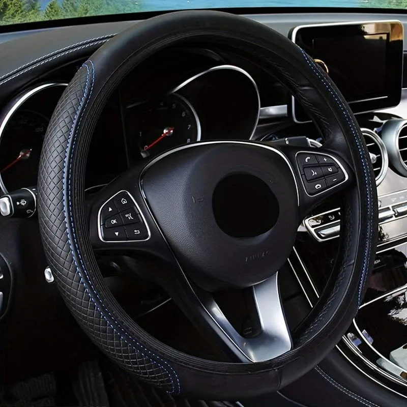 Four Seasons Universal-Lenkradbezug fürs Auto, rutschfest, schweißabsorbierende Faser, PU-Leder, Griffbezug für Brot, Offroad-Pickup-Limousine
