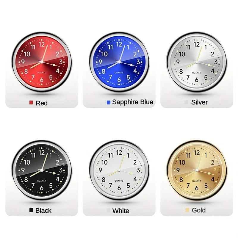 1 Stück leuchtende dekorative Uhr, Autouhr, Mini-Quarz-Analoguhr im Armaturenbrett, Zeit zum Aufkleben, Uhr für Autodekoration, exklusiv für High-End-Autos