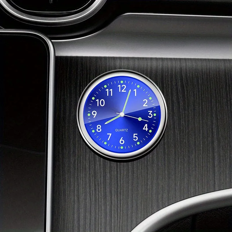 1 Stück leuchtende dekorative Uhr, Autouhr, Mini-Quarz-Analoguhr im Armaturenbrett, Zeit zum Aufkleben, Uhr für Autodekoration, exklusiv für High-End-Autos