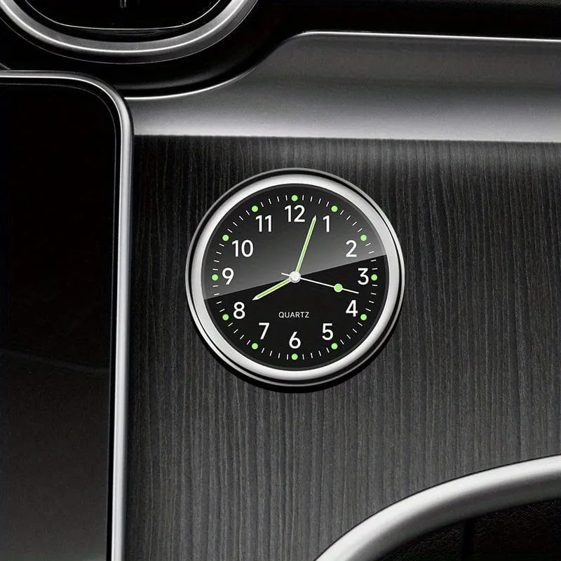 1 Stück leuchtende dekorative Uhr, Autouhr, Mini-Quarz-Analoguhr im Armaturenbrett, Zeit zum Aufkleben, Uhr für Autodekoration, exklusiv für High-End-Autos