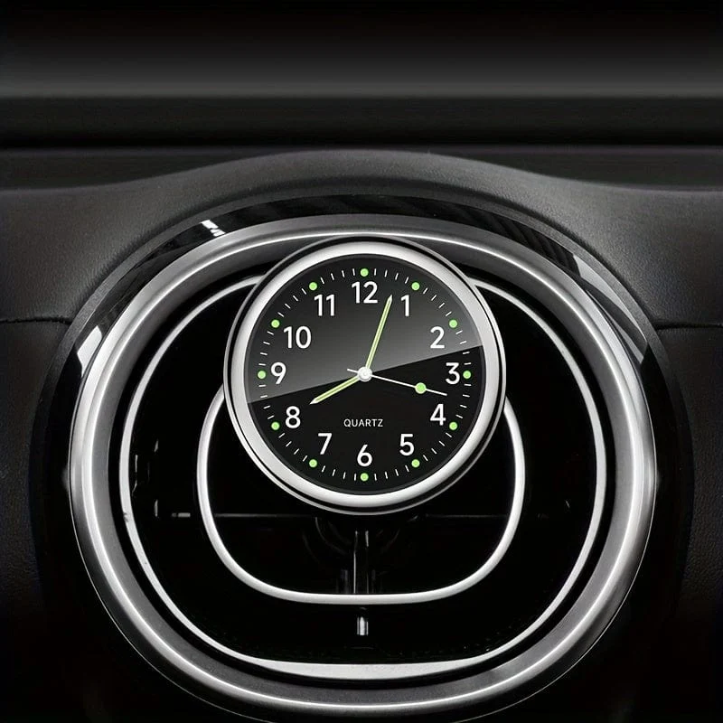 1 Stück leuchtende dekorative Uhr, Autouhr, Mini-Quarz-Analoguhr im Armaturenbrett, Zeit zum Aufkleben, Uhr für Autodekoration, exklusiv für High-End-Autos