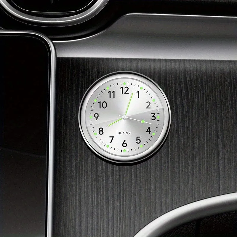 1 Stück leuchtende dekorative Uhr, Autouhr, Mini-Quarz-Analoguhr im Armaturenbrett, Zeit zum Aufkleben, Uhr für Autodekoration, exklusiv für High-End-Autos