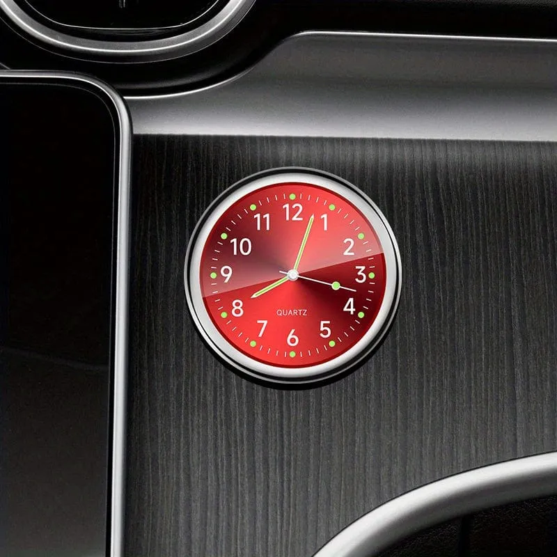 1 Stück leuchtende dekorative Uhr, Autouhr, Mini-Quarz-Analoguhr im Armaturenbrett, Zeit zum Aufkleben, Uhr für Autodekoration, exklusiv für High-End-Autos
