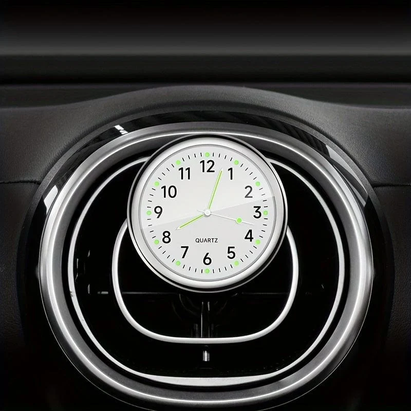1 Stück leuchtende dekorative Uhr, Autouhr, Mini-Quarz-Analoguhr im Armaturenbrett, Zeit zum Aufkleben, Uhr für Autodekoration, exklusiv für High-End-Autos
