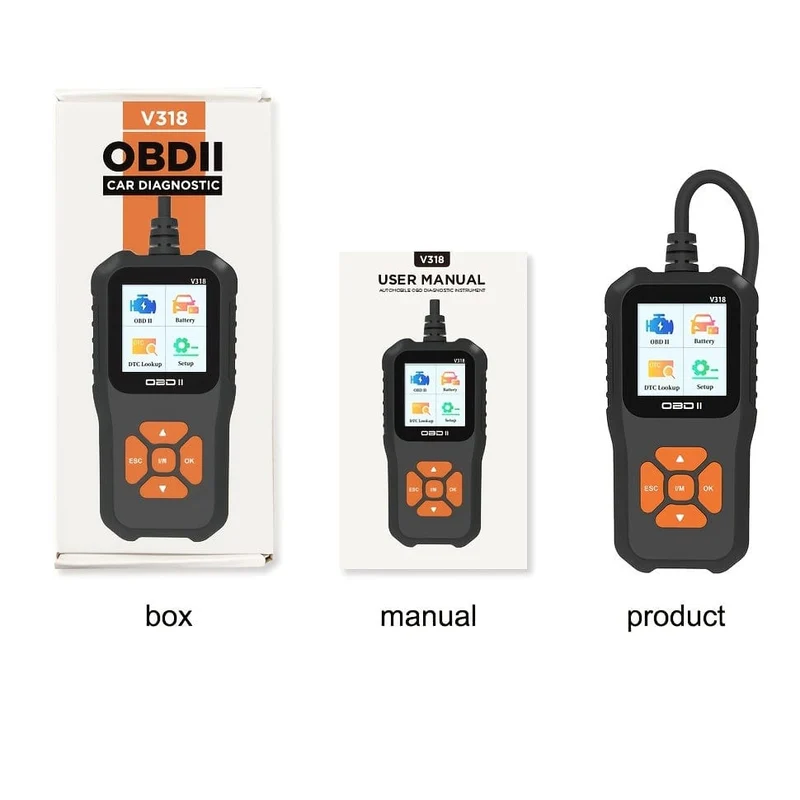 Auto-OBD2-Scanner, Motorlicht-Fehlercode-Lesegerät, Batteriespannung-Lesegerät für alle Fahrzeuge mit OBD-II-Protokoll seit 1996, Farbbildschirm V318