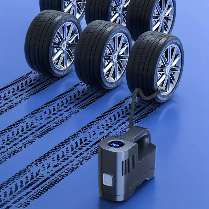 1 Stück tragbare Luftkompressorpumpe, kabelgebundener digitaler Reifenfüller, Auto-Luftpumpe, für Auto-Motorrad-LED-Leuchten Reifenfüller