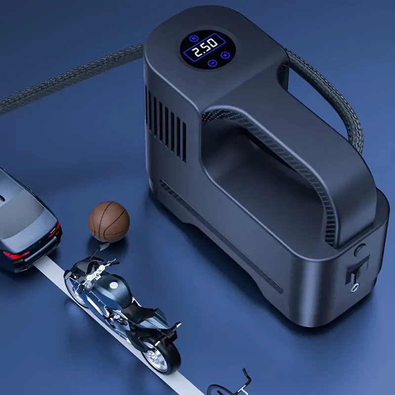 1 Stück tragbare Luftkompressorpumpe, kabelgebundener digitaler Reifenfüller, Auto-Luftpumpe, für Auto-Motorrad-LED-Leuchten Reifenfüller