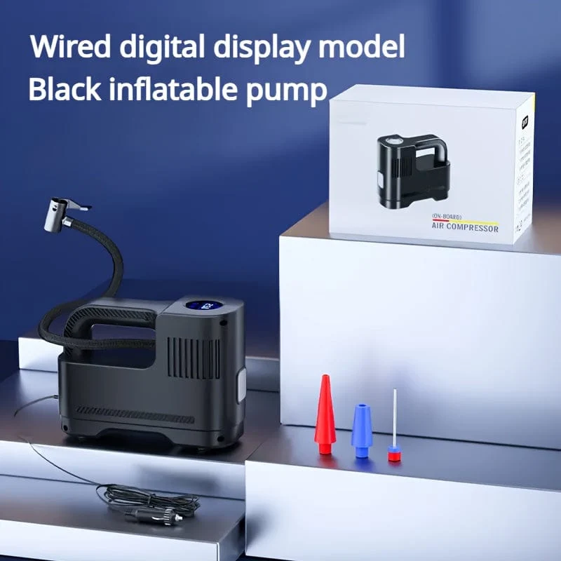1 Stück tragbare Luftkompressorpumpe, kabelgebundener digitaler Reifenfüller, Auto-Luftpumpe, für Auto-Motorrad-LED-Leuchten Reifenfüller