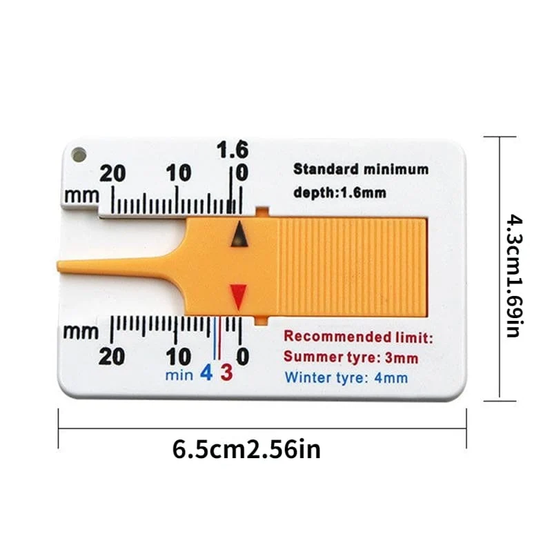 Messen Sie die Profiltiefe Ihres Reifens genau mit diesem 0–20 mm großen Reifentiefenmesser für Autoräder.