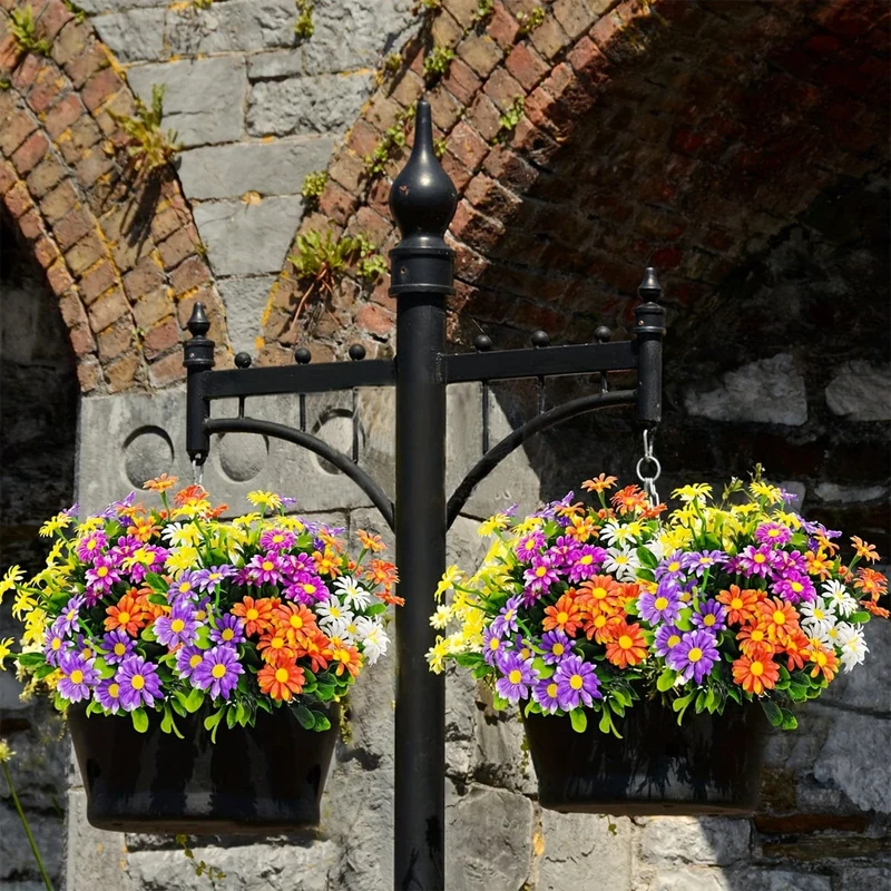 10 Bündel künstliche Gänseblümchen im Freien, UV-beständig, künstliche Pflanzen, künstliche Gänseblümchen aus Kunststoff, für draußen, Zuhause, drinnen, Topfpflanzgefäße, Gartendekoration