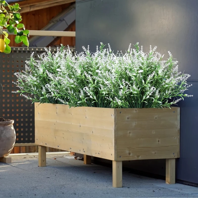 10 Bündel künstliche Lavendelblüten für den Außenbereich, UV-beständig, Kunstblumen, kein Verblassen, künstliche Kunststoffpflanzen, Garten, Veranda, Fensterkasten, Dekoration für drinnen und draußen, hängende Pflanzgefäße, Zuhause, Küche, Büro, Hochzeit, Gartendekoration