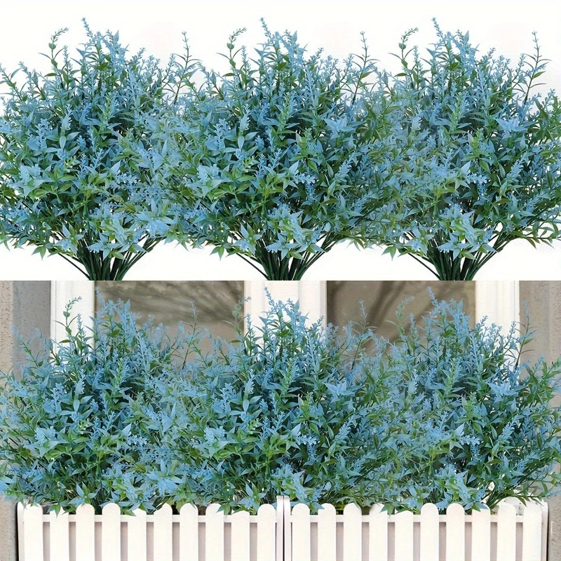 10 Bündel künstliche Lavendelblüten für den Außenbereich, UV-beständig, Kunstblumen, kein Verblassen, künstliche Kunststoffpflanzen, Garten, Veranda, Fensterkasten, Dekoration für drinnen und draußen, hängende Pflanzgefäße, Zuhause, Küche, Büro, Hochzeit, Gartendekoration