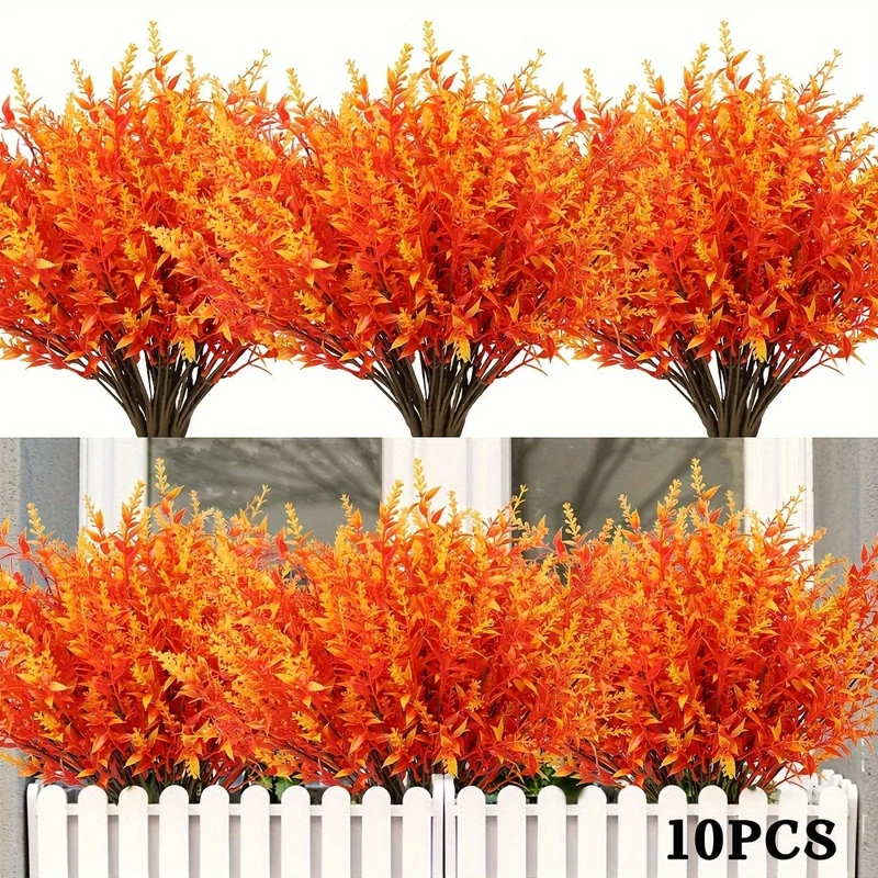 10 Bündel künstliche Lavendelblüten für den Außenbereich, UV-beständig, Kunstblumen, kein Verblassen, künstliche Kunststoffpflanzen, Garten, Veranda, Fensterkasten, Dekoration für drinnen und draußen, hängende Pflanzgefäße, Zuhause, Küche, Büro, Hochzeit, Gartendekoration