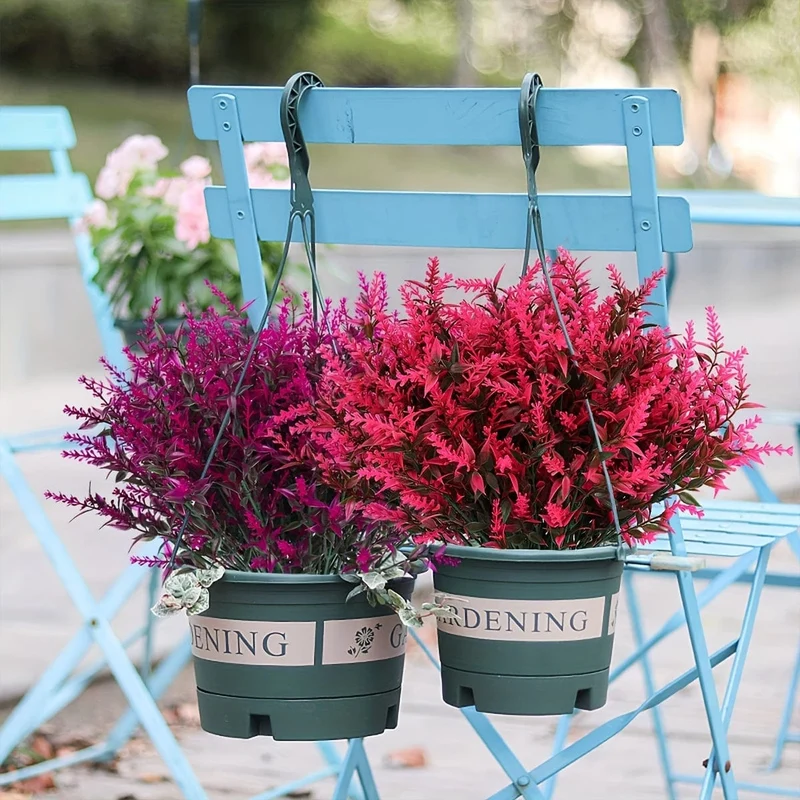 10 Bündel künstliche Lavendelblüten für den Außenbereich, UV-beständig, Kunstblumen, kein Verblassen, künstliche Kunststoffpflanzen, Garten, Veranda, Fensterkasten, Dekoration für drinnen und draußen, hängende Pflanzgefäße, Zuhause, Küche, Büro, Hochzeit, Gartendekoration