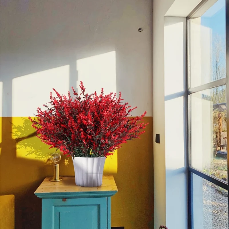 10 Bündel künstliche Lavendelblüten für den Außenbereich, UV-beständig, Kunstblumen, kein Verblassen, künstliche Kunststoffpflanzen, Garten, Veranda, Fensterkasten, Dekoration für drinnen und draußen, hängende Pflanzgefäße, Zuhause, Küche, Büro, Hochzeit, Gartendekoration