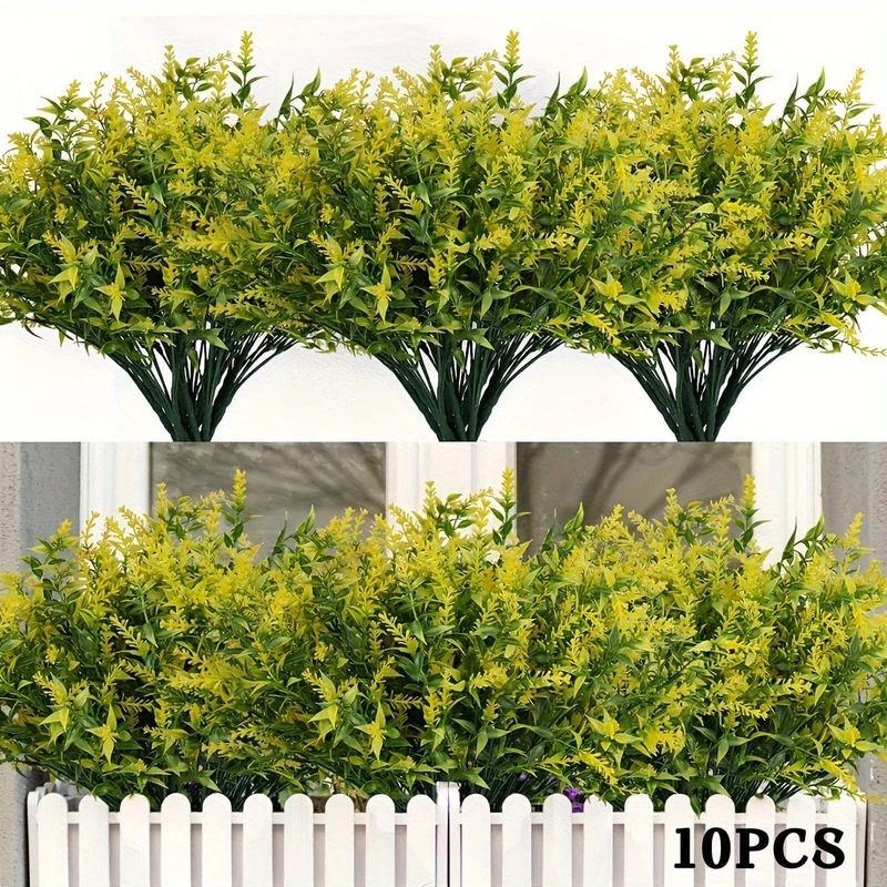 10 Bündel künstliche Lavendelblüten für den Außenbereich, UV-beständig, Kunstblumen, kein Verblassen, künstliche Kunststoffpflanzen, Garten, Veranda, Fensterkasten, Dekoration für drinnen und draußen, hängende Pflanzgefäße, Zuhause, Küche, Büro, Hochzeit, Gartendekoration