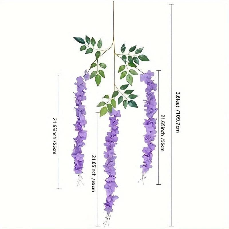 12 Stück künstliche Hängepflanzen, hochwertige antioxidative Kunstblumen, künstliche Glyzinienpflanzen, künstliche Pflanzen für Heimdekoration, Wanddekoration, Hochzeitsfeier-Dekoration