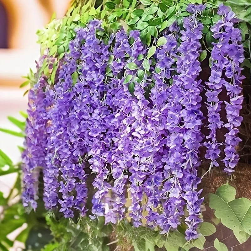 12 Stück künstliche Hängepflanzen, hochwertige antioxidative Kunstblumen, künstliche Glyzinienpflanzen, künstliche Pflanzen für Heimdekoration, Wanddekoration, Hochzeitsfeier-Dekoration