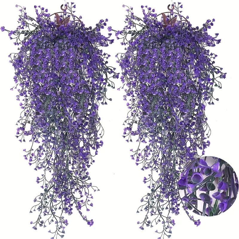 2 Stück hochwertige, oxidationsbeständige künstliche Hängepflanzen – perfekt für die Innen- und Außendekoration!