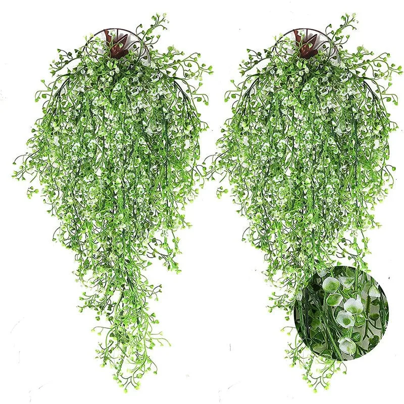 2 Stück hochwertige, oxidationsbeständige künstliche Hängepflanzen – perfekt für die Innen- und Außendekoration!