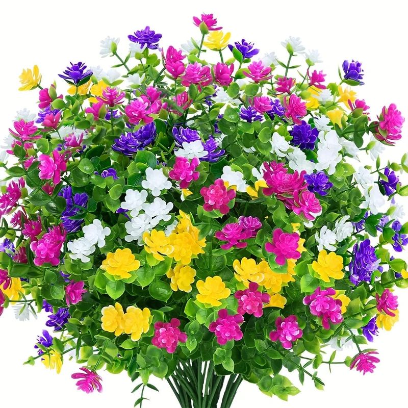 8 Stück künstliche Blumen, kein Verblassen, UV-beständig, lebensechte künstliche Kunststoffblumen, künstliche Pflanzen zum Aufhängen von Pflanzgefäßen außerhalb der Veranda, Fenster, Hochzeit, Innen- und Außenbereich, Heimdekoration
