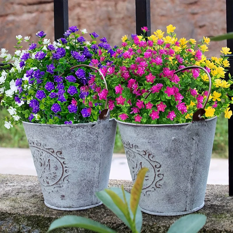 8 Stück künstliche Blumen, kein Verblassen, UV-beständig, lebensechte künstliche Kunststoffblumen, künstliche Pflanzen zum Aufhängen von Pflanzgefäßen außerhalb der Veranda, Fenster, Hochzeit, Innen- und Außenbereich, Heimdekoration