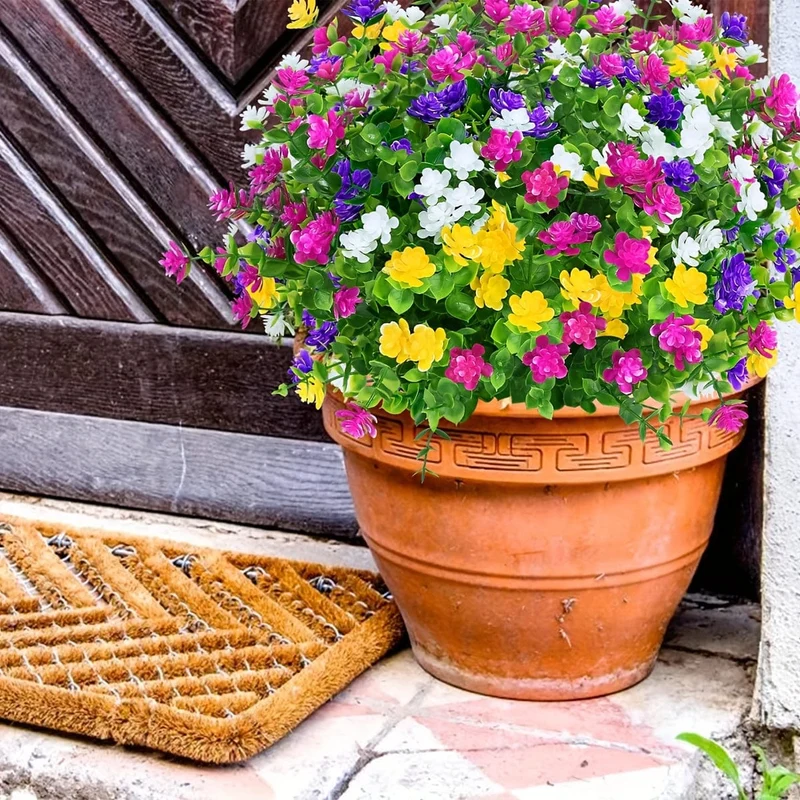 8 Stück künstliche Blumen, kein Verblassen, UV-beständig, lebensechte künstliche Kunststoffblumen, künstliche Pflanzen zum Aufhängen von Pflanzgefäßen außerhalb der Veranda, Fenster, Hochzeit, Innen- und Außenbereich, Heimdekoration