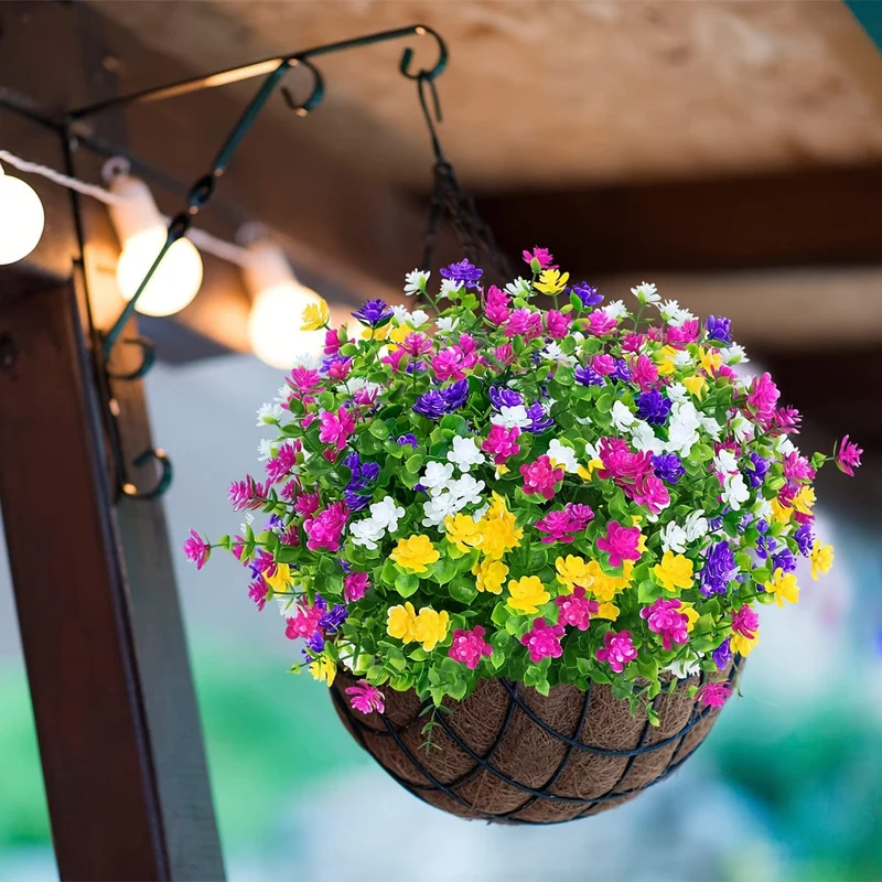 8 Stück künstliche Blumen, kein Verblassen, UV-beständig, lebensechte künstliche Kunststoffblumen, künstliche Pflanzen zum Aufhängen von Pflanzgefäßen außerhalb der Veranda, Fenster, Hochzeit, Innen- und Außenbereich, Heimdekoration