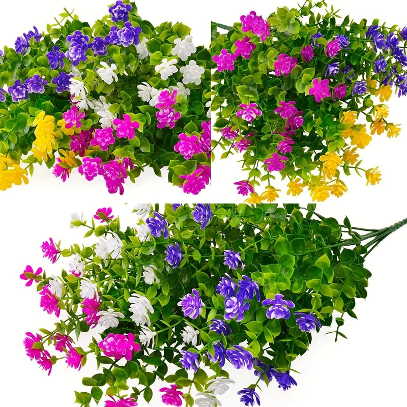 8 Stück künstliche Blumen, kein Verblassen, UV-beständig, lebensechte künstliche Kunststoffblumen, künstliche Pflanzen zum Aufhängen von Pflanzgefäßen außerhalb der Veranda, Fenster, Hochzeit, Innen- und Außenbereich, Heimdekoration