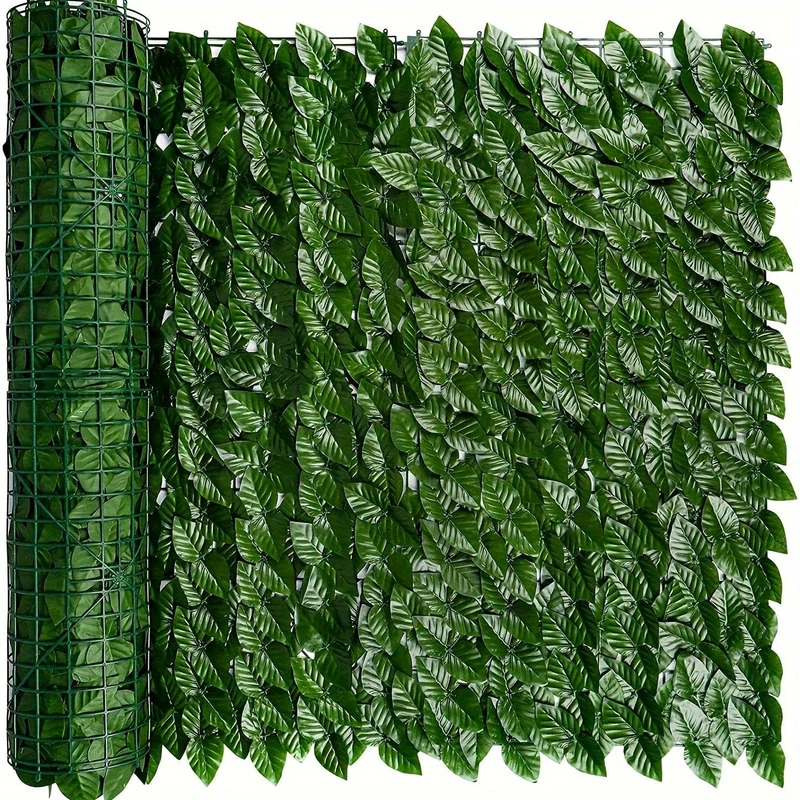 1 Stück künstliche Hecke, künstlicher Efeu-Zaun, Sichtschutz, gefälschter Blatt-Balkonzaun und Rankengrün, UV-Wanddekoration, Gartendekorationszaun im Freien