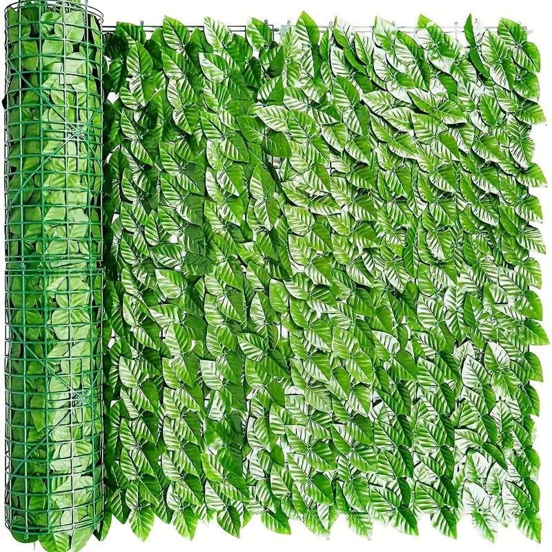 1 Stück künstliche Hecke, künstlicher Efeu-Zaun, Sichtschutz, gefälschter Blatt-Balkonzaun und Rankengrün, UV-Wanddekoration, Gartendekorationszaun im Freien