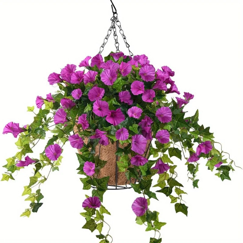 1 Stück künstliche Petunien-Blumen-Hängepflanze – perfekt für Außen-/Innendekoration.