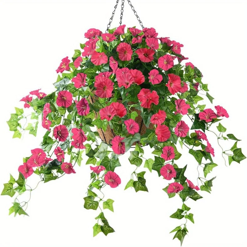 1 Stück künstliche Petunien-Blumen-Hängepflanze – perfekt für Außen-/Innendekoration.