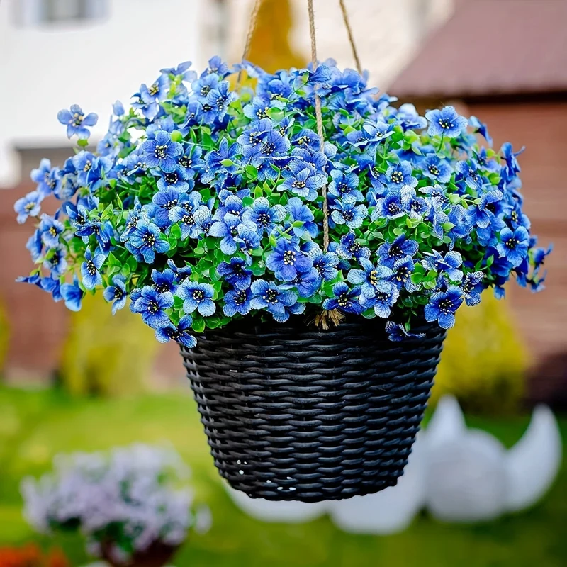 2/4 Stück, künstliche Blumen, gelbe Massen-UV-beständige Fake-Pflanzen für den Außenbereich, keine Verblassen, Herbstblumen, grüne Sträucher für Hängekörbe, Pflanzgefäße, Fenster-Außengarten-Yard-Dekoration, Wohnraum-Szenen-Dekoration