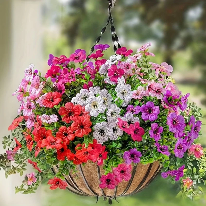 2/4 Stück, künstliche Blumen, gelbe Massen-UV-beständige Fake-Pflanzen für den Außenbereich, keine Verblassen, Herbstblumen, grüne Sträucher für Hängekörbe, Pflanzgefäße, Fenster-Außengarten-Yard-Dekoration, Wohnraum-Szenen-Dekoration