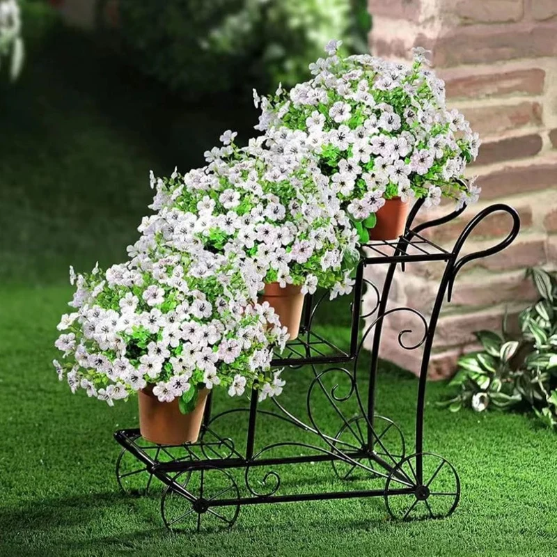 2/4 Stück, künstliche Blumen, gelbe Massen-UV-beständige Fake-Pflanzen für den Außenbereich, keine Verblassen, Herbstblumen, grüne Sträucher für Hängekörbe, Pflanzgefäße, Fenster-Außengarten-Yard-Dekoration, Wohnraum-Szenen-Dekoration